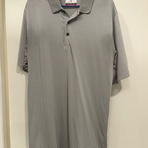 Gray and white Striped Men's Golf Shirt